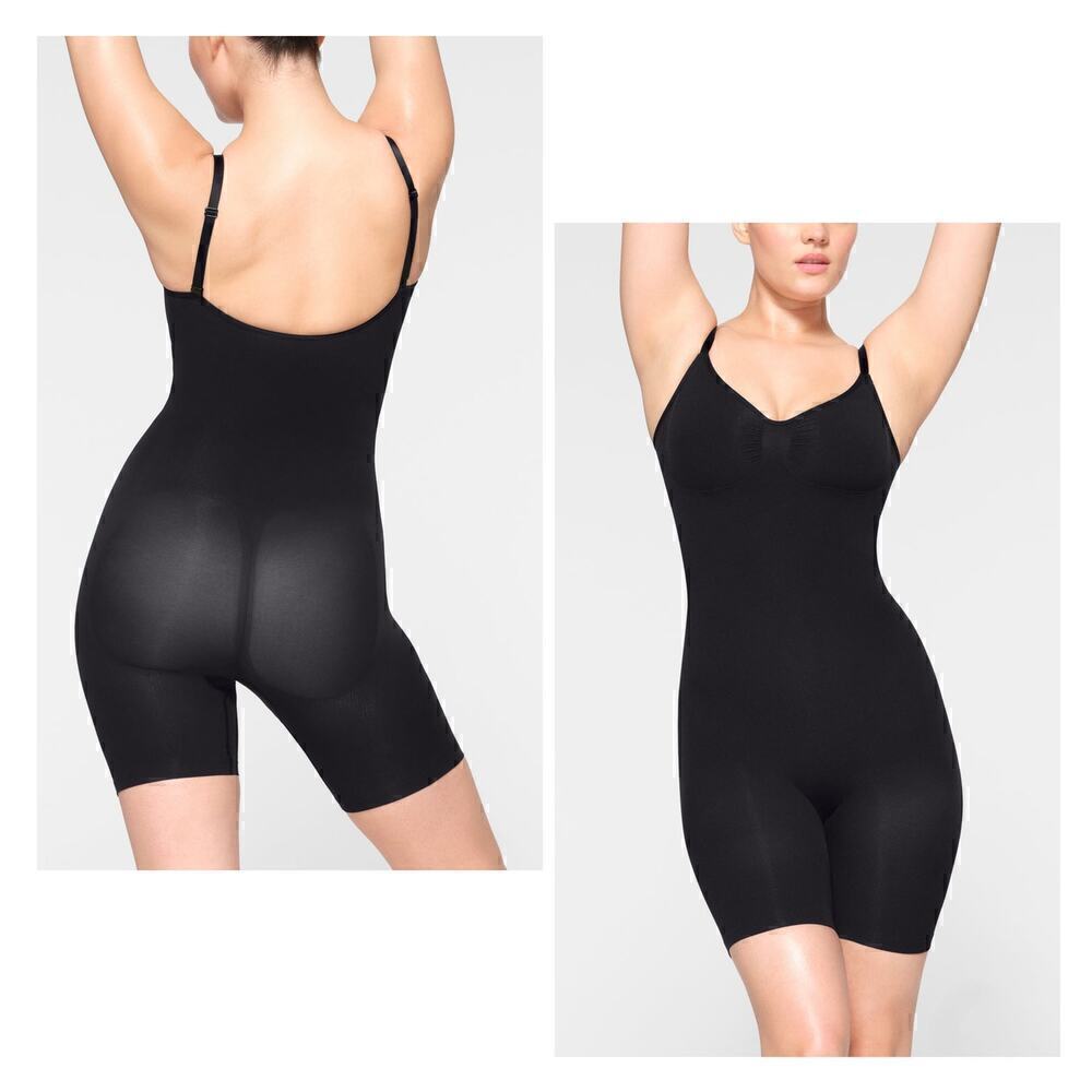 NWOT Skims Seamless Sculpt Mid Thigh Bodysuit in Onyx Women’s Size S/M